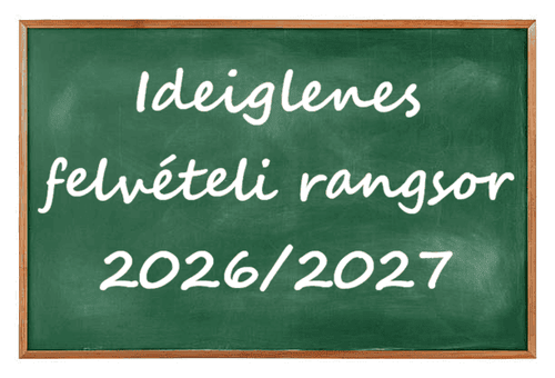 Ideiglenes felvételi rangsor 2026/2027 tanév